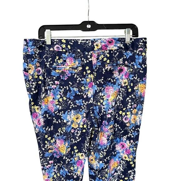 Laundry by Shelli Segal Pants Womens 10 Navy Floral Front Artsy Boho Cottagecore - Picture 3 of 8